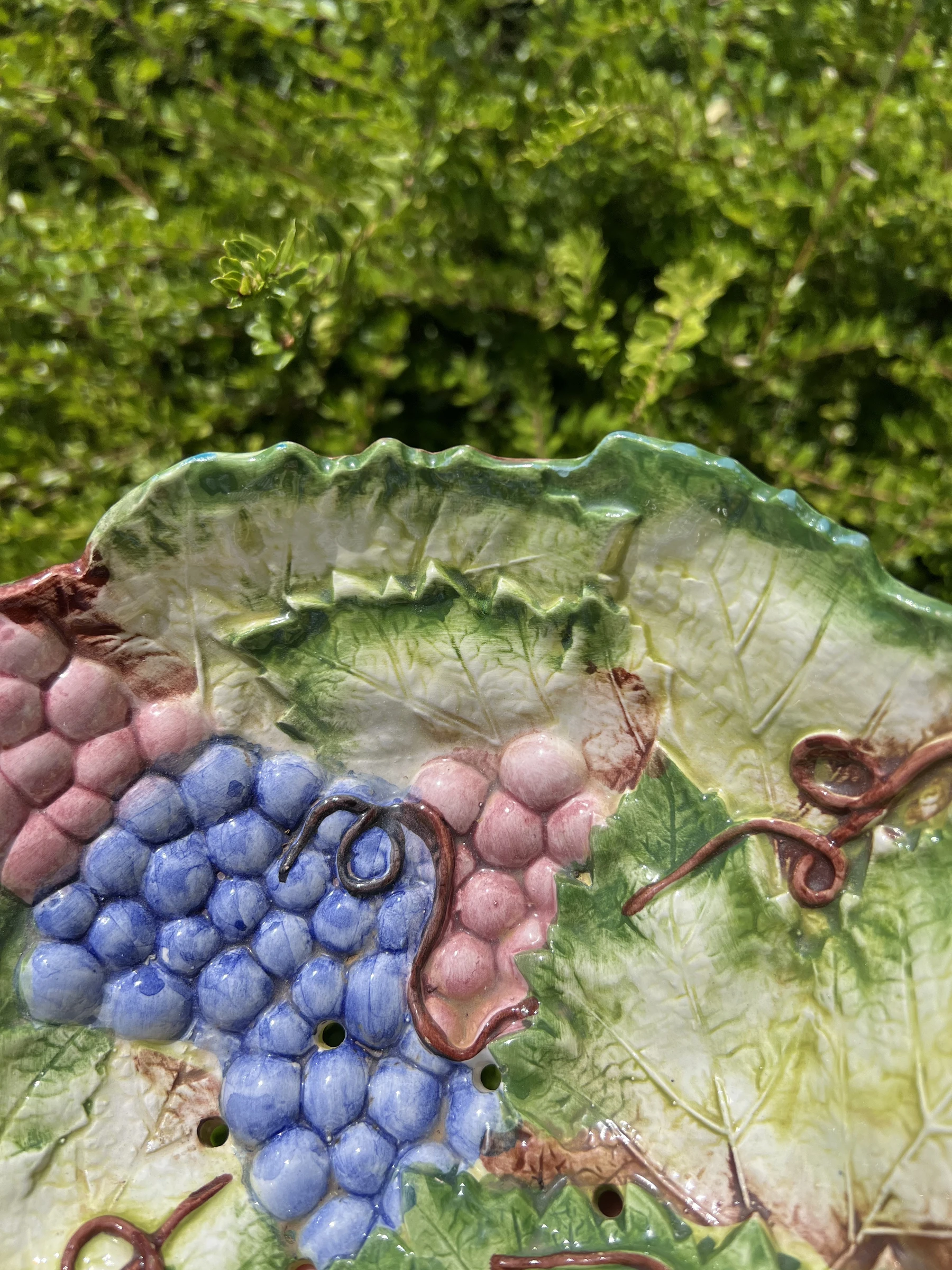 🍇 Vintage keramische fruitafvoer met druiven & wijndruifbladeren decor 23 – photo 3